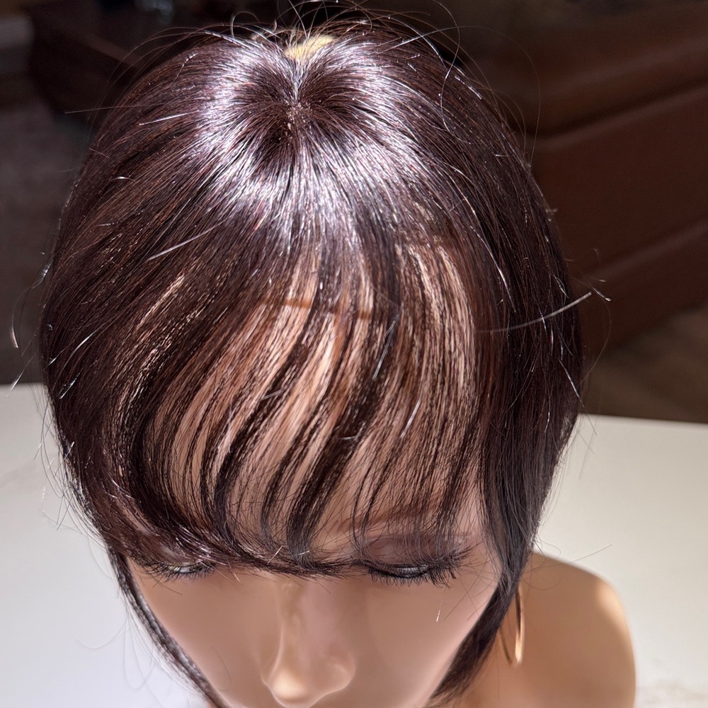 💯% HUMAN Hair, Curtain Bangs, Dark Brown/Almost Black - Picture 14 of 14